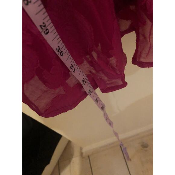 Band of Gypsies NWT Kiss Me Fuschia Peplum Boho Tie Back Mini Dress Size XS - Picture 9 of 13